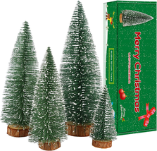 Mini Christmas Tree, Small Pine Tree with Wooden Bases for Xmas Holiday ... - £16.61 GBP