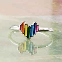 Rainbow Heart Ring Adjustable from Sz 3 to Sz 8 Cute Rings Kids or Adults image 2