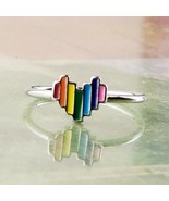 Rainbow Heart Ring Adjustable from Sz 3 to Sz 8 Cute Rings Kids or Adults - €7,86 EUR