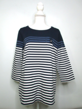 NEW Karen Scott Sport Core Women&#39;s Striped Knit Shirt Top Blue Size 0X (... - £11.37 GBP
