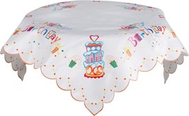 Happy Birthday Cut Work Table Runner Table Topper Embroidered Party Decoration - £24.13 GBP