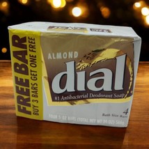 Vintage Dial Almond Bar Soap Deodorant Soap One Pack Of 4 Bars 5oz Each 1995 - $30.86