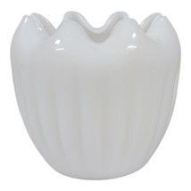 Vintage Fenton White Milk Glass Vase Rose Bowl Opalescent Ribbed - $9.69