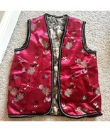 Vintage Women’s S Real Rabbit Fur Reversible Open Vest Red Oriental Brow... - €38,39 EUR