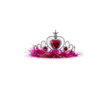 Plastic Tiara with Fur &amp; Heart Stone (Pink) - £22.69 GBP