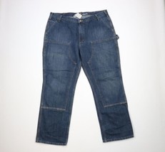 Vtg Carhartt Mens 42x30 Spell Out Relaxed Fit Wide Leg Double Knee Denim Jeans - £54.34 GBP