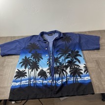 ODO Shirt Mens Extra Large Blue Button Up Short Sleeve Sunset Vintage - $12.08