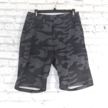 PLUGG Mens Shorts 29 Gray Black Camo Flat Front Stretch Relaxed Fit  - $21.99