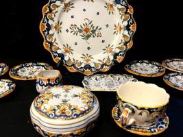 Antique handmade France Desvres ceramic collection - $187.11