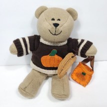 Starbucks Bearista Bear Halloween Fall Autumn Plush Pumpkin Sweater Brown w/tag - £14.00 GBP