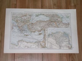 1896 Antique Map Of Eastern Mediterran EAN Sea Turkey Greece Egypt Armenia - £16.08 GBP