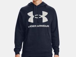 Under Armour Mens UA Rival Fleece Hoodie Big Logo Sweatshirt Small Navy Blue - £28.76 GBP