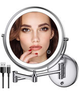 Rechargeable Wall Mounted Lighted Makeup Mirror Chrome, 8 Inch Double-Si... - $62.46