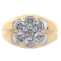0.07 Carat Round Cut Diamonds Flower Design Ring 14K Yellow Gold - $296.01