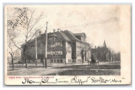 High School and Methodist Episcopal Church York Nebraska 1905 UDB Postcard V16 - £3.85 GBP