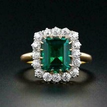 Vintage Kunst Deko 4CT Smaragd &amp; Künstlicher Diamant Ehering Ring Gold - £199.07 GBP