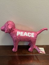 Victoria’s Secret Pink 8&quot; Pink Peace Dog Plush Stuffed Animal NWT - £7.91 GBP