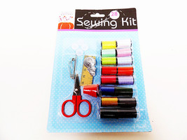 Sewing Kits 28 piece Assorted Colors Thread Repair Kit Needle Buttons Scissors - £5.19 GBP
