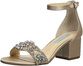 NEW Blue by Betsey Johnson Women&#39;s SBMel Heeled Sandal Champagne Rhinestone 7.5W - $49.49