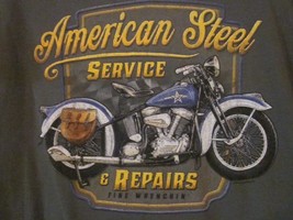 NWT - AMERICAN STEEL Service &amp; Repairs Motorcycle Image Adult M Green SS... - $19.99