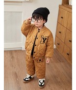 2pcs Loose Fit Young Boys Casual Khaki Plaid Pattern Fleece-Lined Long S... - $73.05 CAD