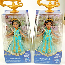 2 Princess Jasmine Small Doll Teal Dress Cake Topper 3.5 in Disney Aladdin NEW - $6.95