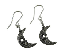 Alchemy Gothic Crescents Tragicomic Skeletal Moon Dangle Earrings - £23.72 GBP