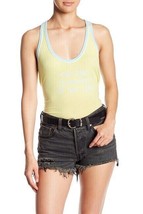 WILDFOX Womens Tank Top Above Glow Yellow Size S WFL1907A9 - £27.46 GBP