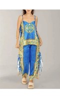 Satin Unique Print Side Lace-up Tank &amp; Elastic Waist Pocketed Wide Set-S... - €13,46 EUR