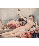 1910s French Art Nouveau gouache / watercolor painting on panel. Young w... - €253,65 EUR