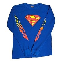 Superman Hero Halloween Costume Shirt Waffle Henley Long Sleeve Shirt Super - £19.46 GBP