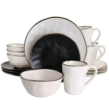 Elama Roman 16 Piece Stoneware Dinnerware Set in Assorted Matte with Gold Rim - $2,706.11 MXN