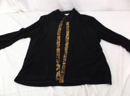 Alfred Dunner Black w/ Animal Print Trim Dress Jacket Coat Large Petite 6749 - £16.08 GBP