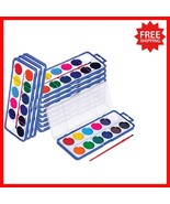 Vibrant 24 Watercolor Paints with Brushes - Easy Clean-Up for Kids &amp; Tea... - $854.77 MXN