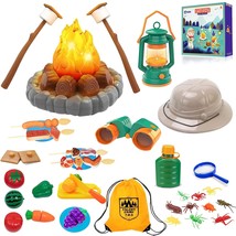Camping Toys For Kids, Pretend Campfire, Lantern, Safari Hat, Binoculars, Bottle - £43.14 GBP