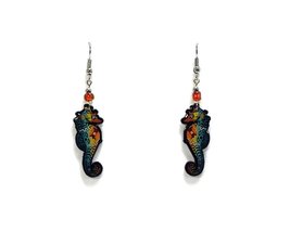Seahorse Animal Graphic Dangle Earrings - Womens Fashion Handmade Jewelry Tropic - £11.60 GBP