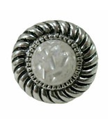 Adjustable Cocktail Ring Silver Tone with White Round Cabochon  Estate F... - $8.00