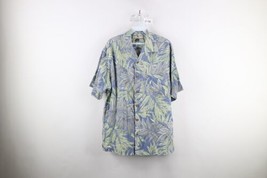Vtg Tommy Bahama Mens Small Silk Palm Leaves Looped Collar Hawaiian Button Shirt - £31.10 GBP