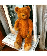 Antique Mohair German Teddy Bear Large 29" Straw Filled Jointed Button Eyes RARE - $317.90