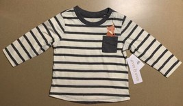 NEW Baby Boy Cute Fox in a Pocket Print Long Sleeves Striped Gray Infant 9M - £10.21 GBP