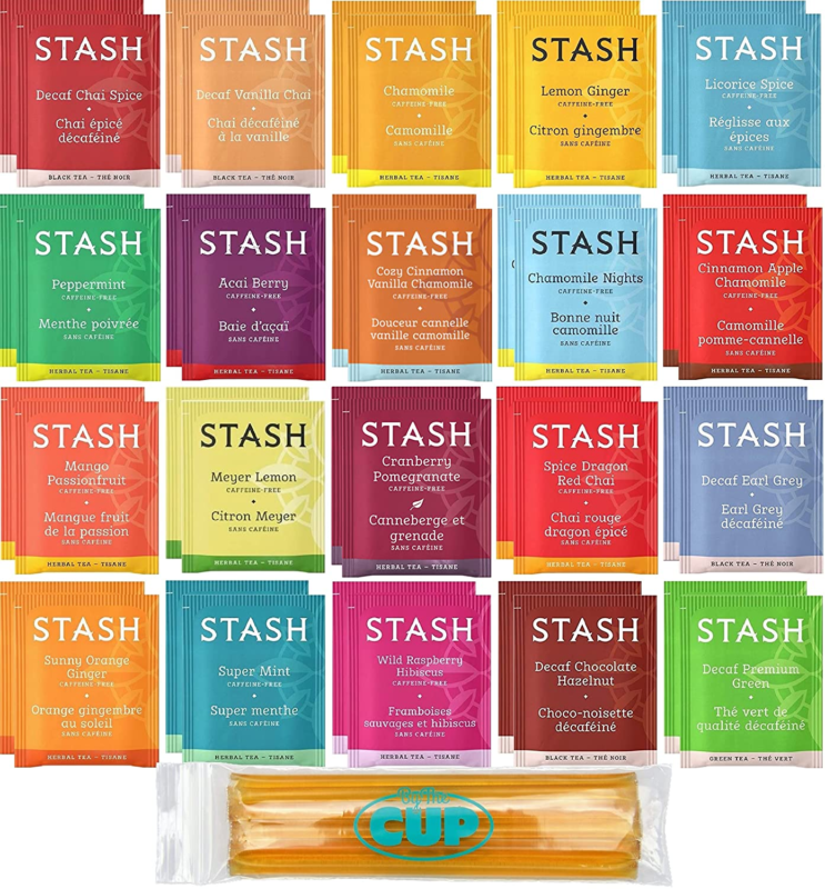 By the Cup Stash Herbal & Decaf Tea Sampler with by the Cup Honey Sticks, 20 Fla - $23.82