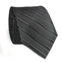 ZENIO Men Dress Tie Black Stripes 2.75&quot; wide 58&quot; long 100% Microfiber  - £6.04 GBP