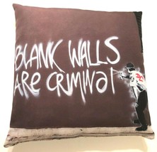 Grafitti Artist DC Spray Paint Blank Wall Are Criminal Brown White Throw Pillow - £8.44 GBP