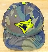 New Era Toronto Blue Jays Woodland Camo Lime 59Fifty Fitted Hat Cap Size... - $376.14 MXN