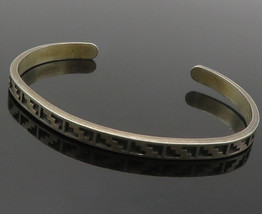 KABANA 925 Sterling Silver - Vintage Oxidized Patterned Cuff Bracelet - BT5857 - £61.71 GBP