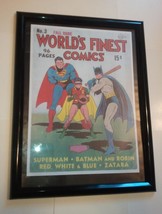 Superman Batman and Robin Poster FRAMED World&#39;s Finest Comics #3 (1941) Fred Ray - £58.96 GBP