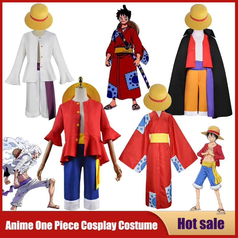 Anime One Piece Cosplay Costume Straw Hat Boy Country Monkey D. Luffy Clothes - £27.67 GBP+