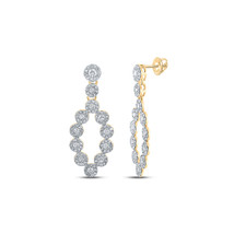 10kt Yellow Gold Womens Round Diamond Dangle Earrings 1-1/4 Cttw - £851.61 GBP