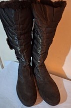 Pajar Women&#39;s Side Zip Wedge Heel Faux Fur Lined Boots Brown Suede/Nylon... - $56.09