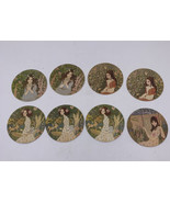 Set of 8 Vintage Cardboard Coasters Flowers Dolls Garden Rare and Cute - $8.78